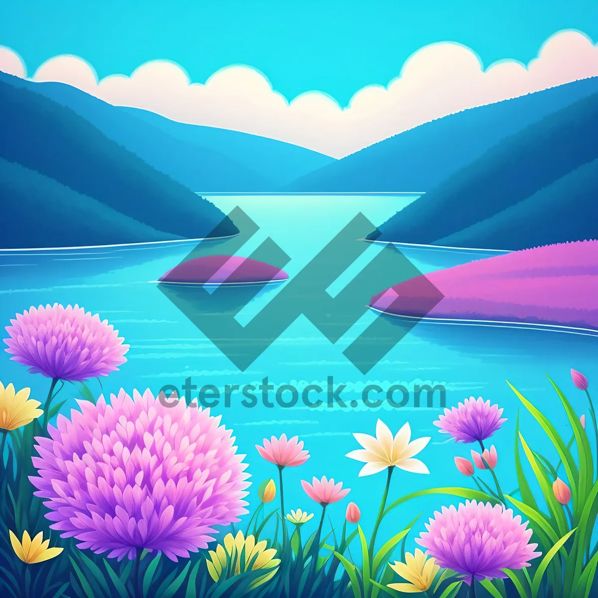 Picture of Colorful Lotus Art with Starry Sky Pattern