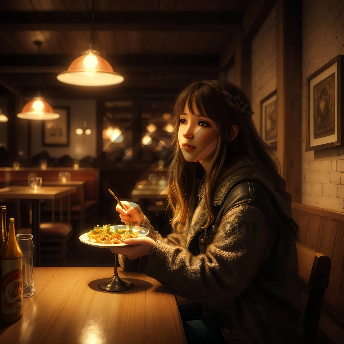 Picture of Elegant candlelit dinner in upscale restaurant setting.