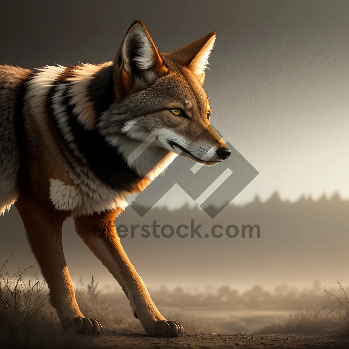 Picture of Fierce Canine Gaze: Majestic Coyote in Focus
