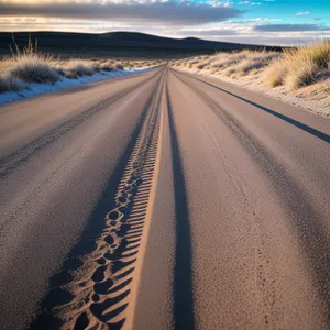Endless Horizon: Tranquil Desert Highway Drive