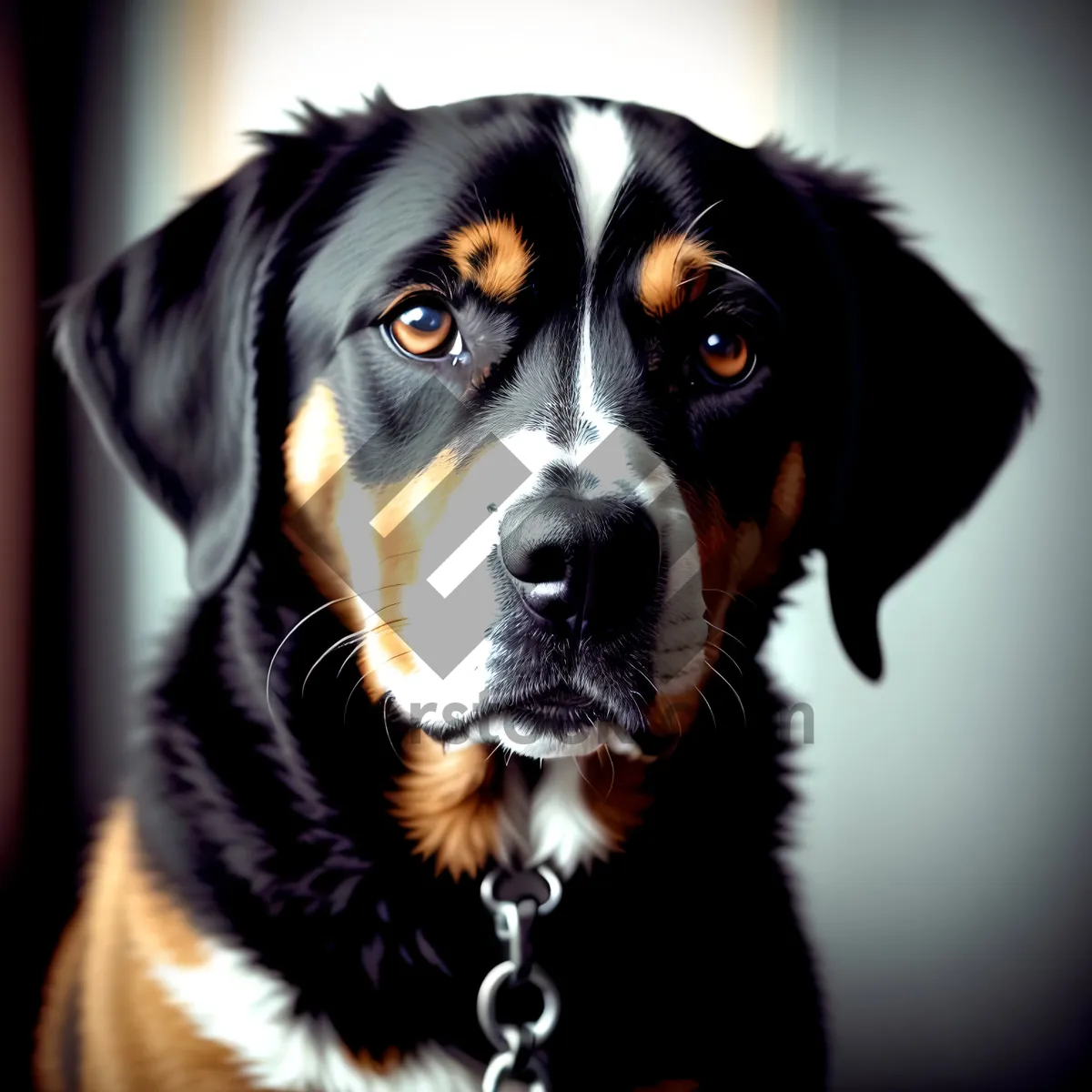 Picture of Adorable Swiss Mountain Dog posing in studio