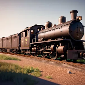 Vintage Steam Train on Railroad Tracks