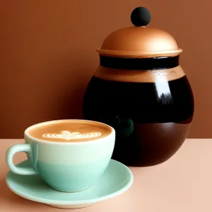 Black coffee in porcelain cup with spoon