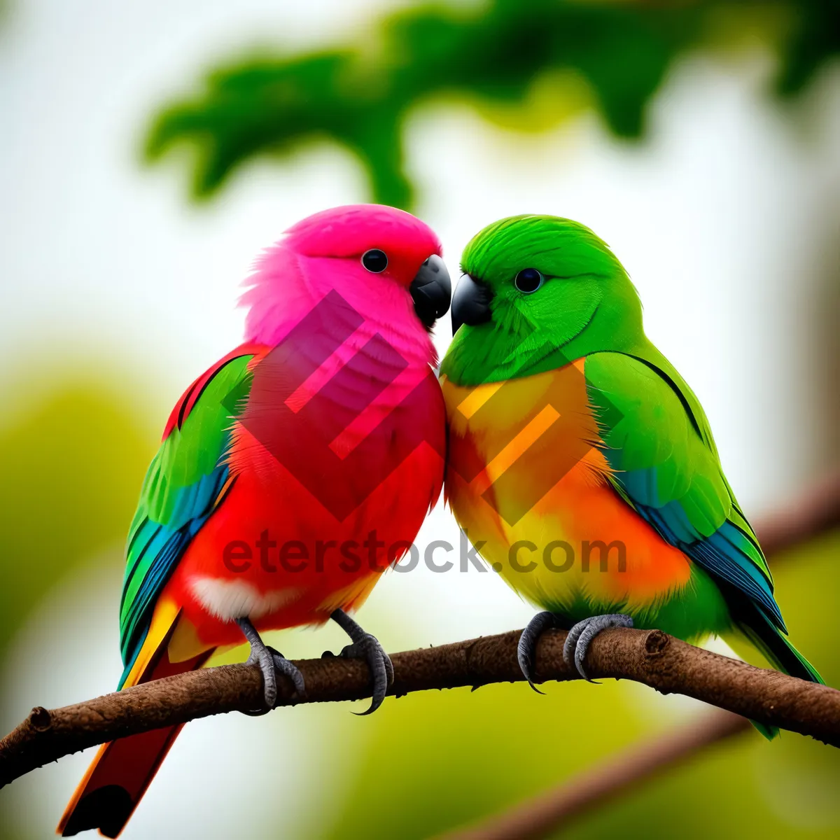 Picture of Exotic Macaw Parrot perched on branch - Vibrant Feathers