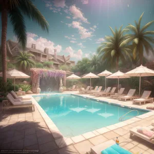 Sun-kissed luxury at tropical resort pool