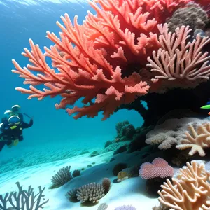 Vibrant Reef Life: Colorful Sea Anemone and Exotic Fish