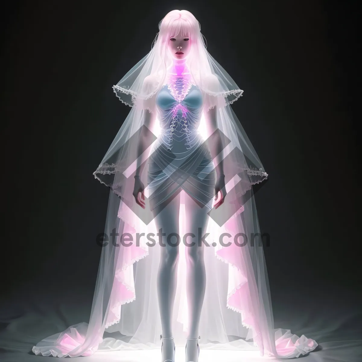 Picture of 3D black skeleton anatomy fashion dress x-ray