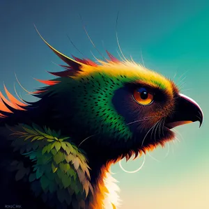 Vibrant Parrot with Expressive Yellow Eye