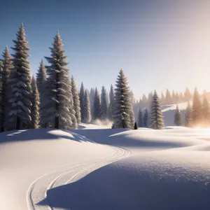 Majestic Alpine Beauty: Snowy Mountain Landscape in Winter