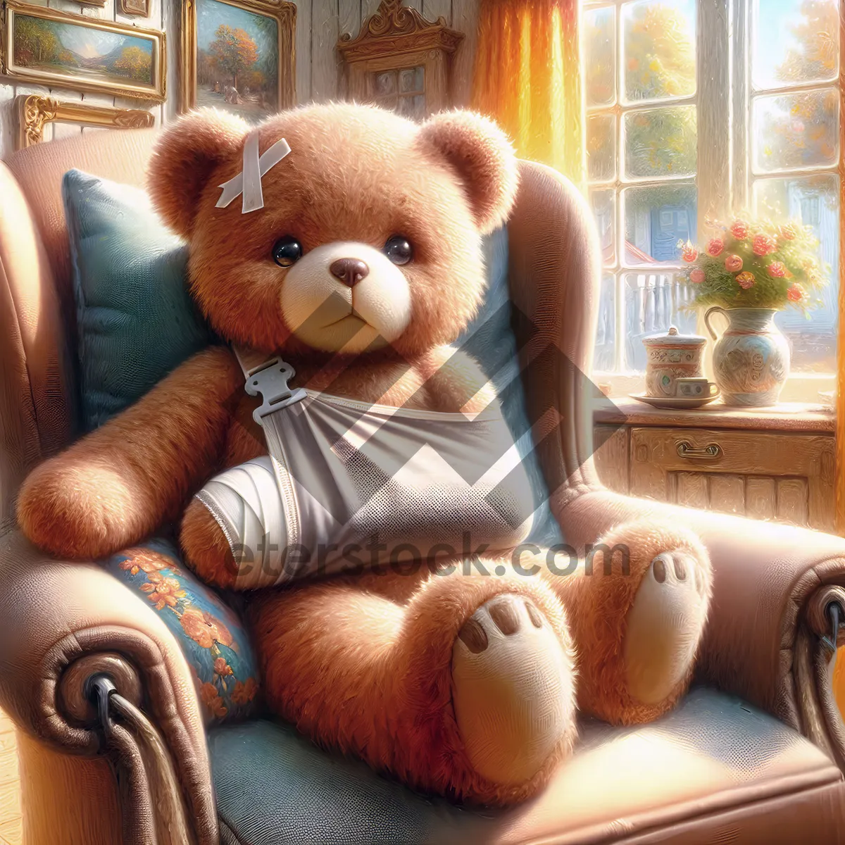 Picture of Fluffy Teddy Bear Sitting - Child's Plaything Gift