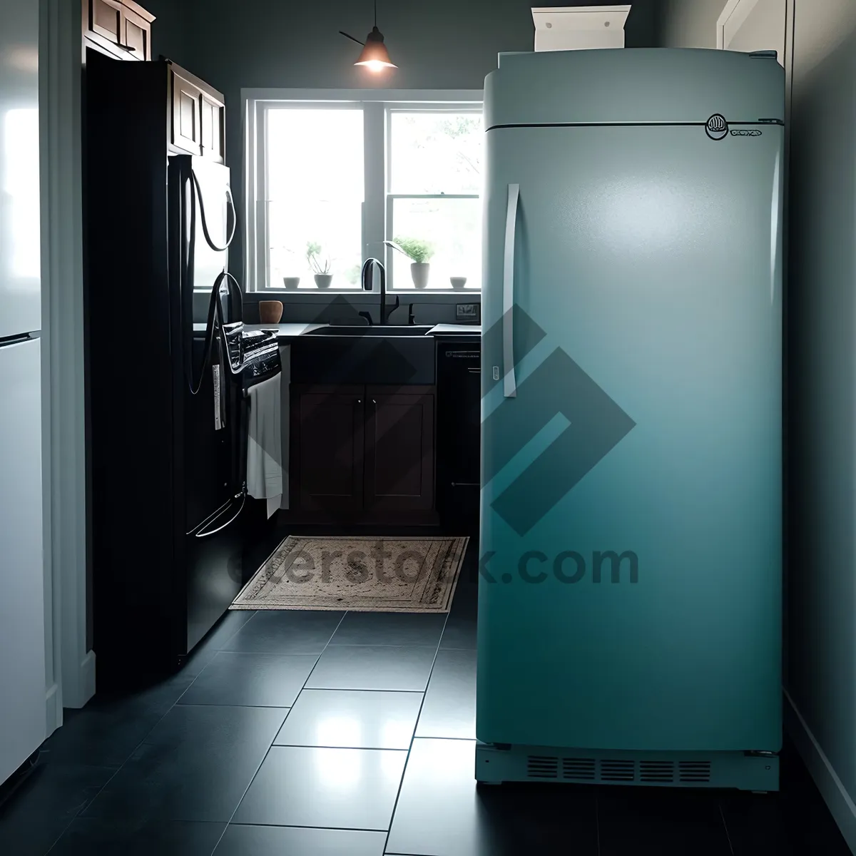 Picture of Modern White Refrigerator in Luxurious Kitchen