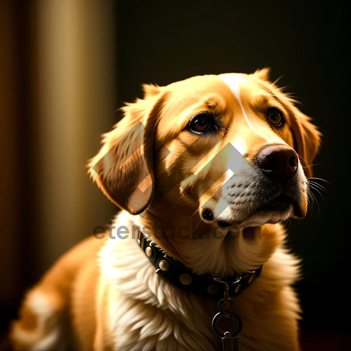 Picture of Cute Golden Retriever Puppy on Leash