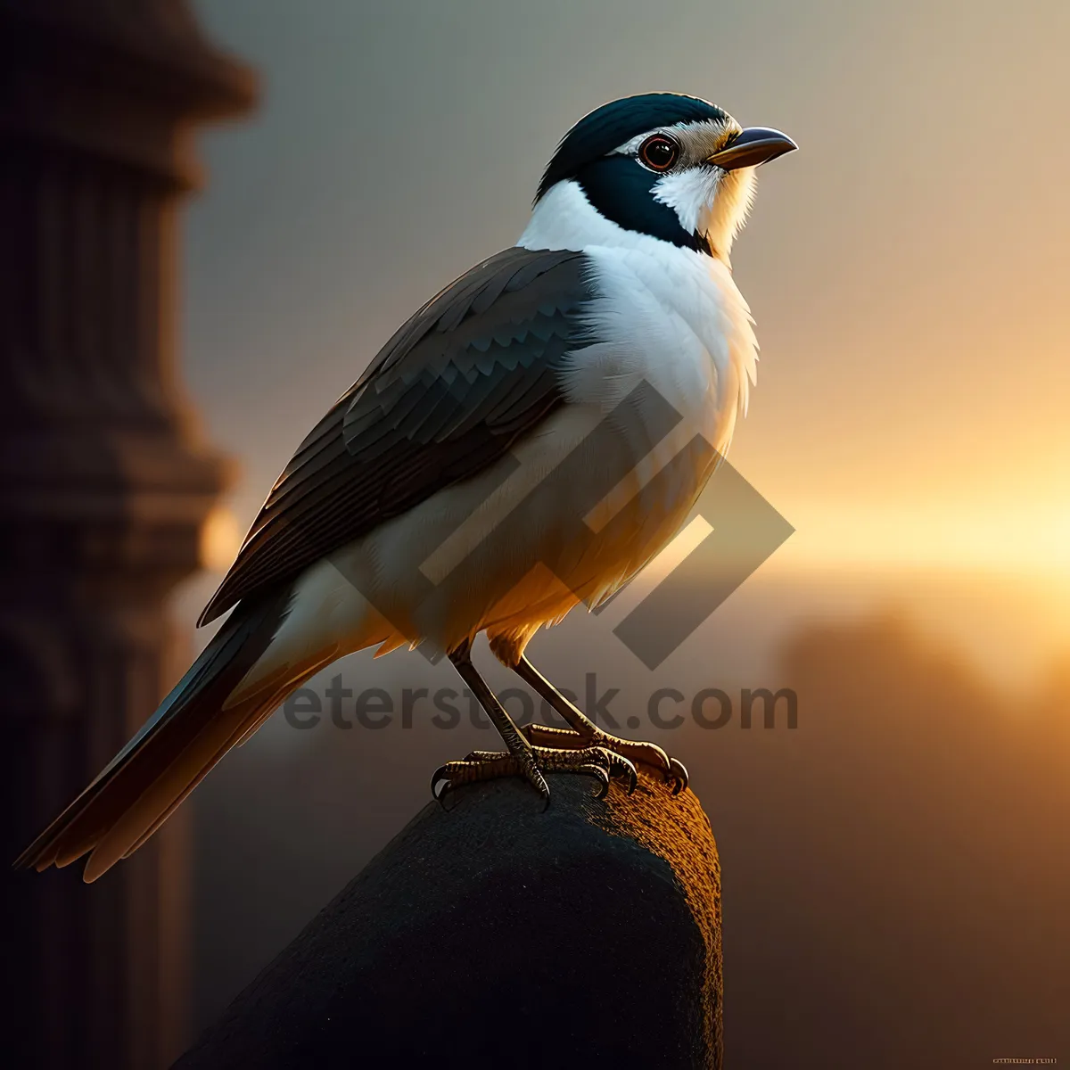 Picture of Beautiful Starling Bird Perched on Branch