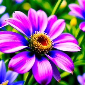 Bright Purple Blooming Floral Garden Closeup