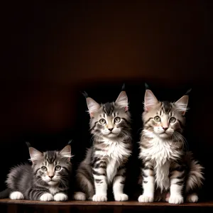 Fluffy Gray Striped Kitten with Pretty Eyes