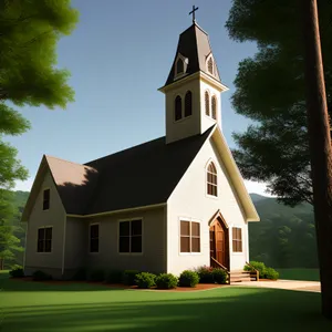 Old Stone Church Bell Tower with Cross