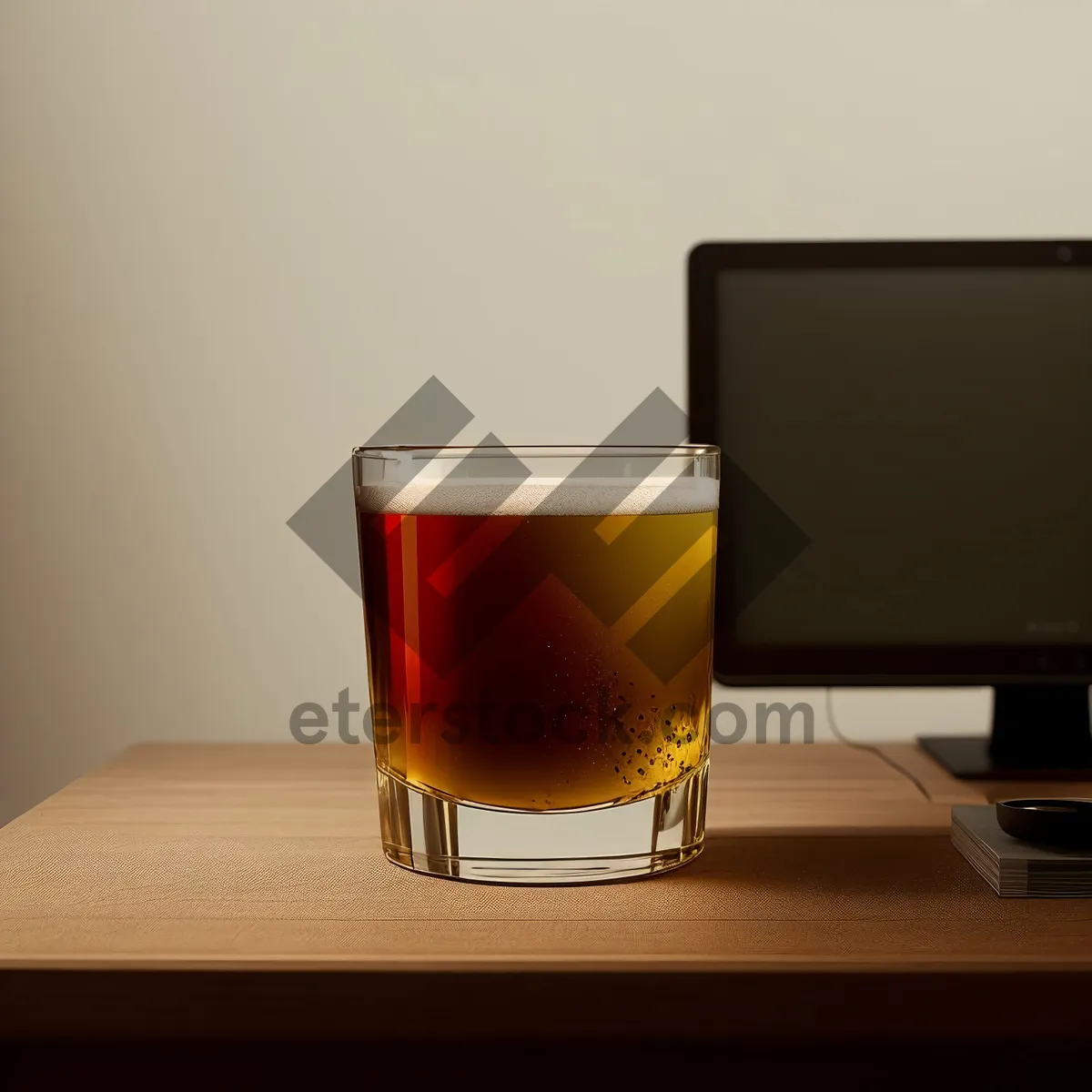 Picture of Golden Brew in Glass Mug: Refreshing Cold Beer with Frothy Bubbles