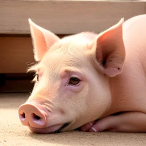 Pink Piglet on Farm