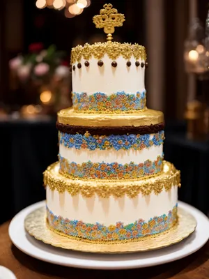 Decadent Chocolate Cream Cake with Festive Decoration