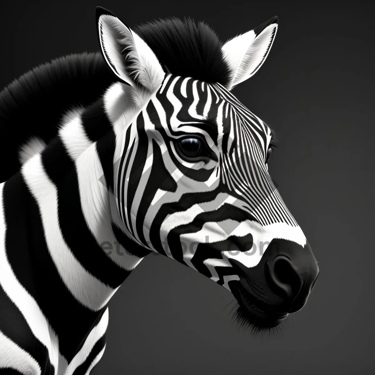 Picture of Striped Zebra Grazing in Wildlife Reserve