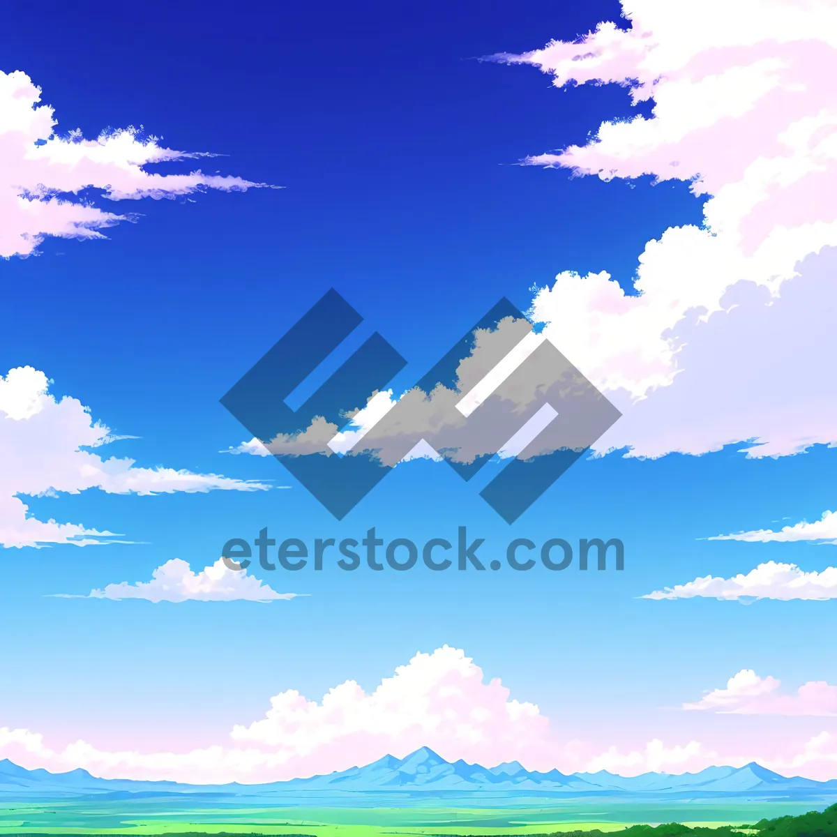 Picture of Vibrant Summer Sky with Fluffy Clouds