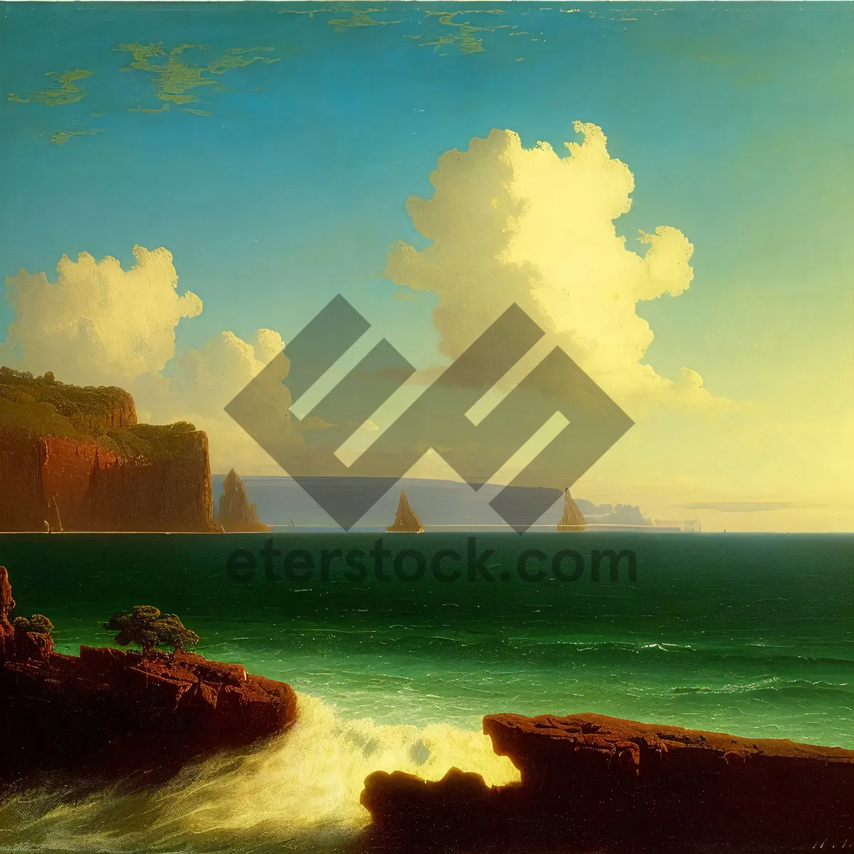 Picture of Serene Sunset over Beach and Ocean