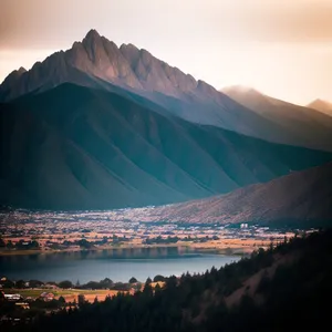 Majestic Mountain Range Reflected in Pristine Lake