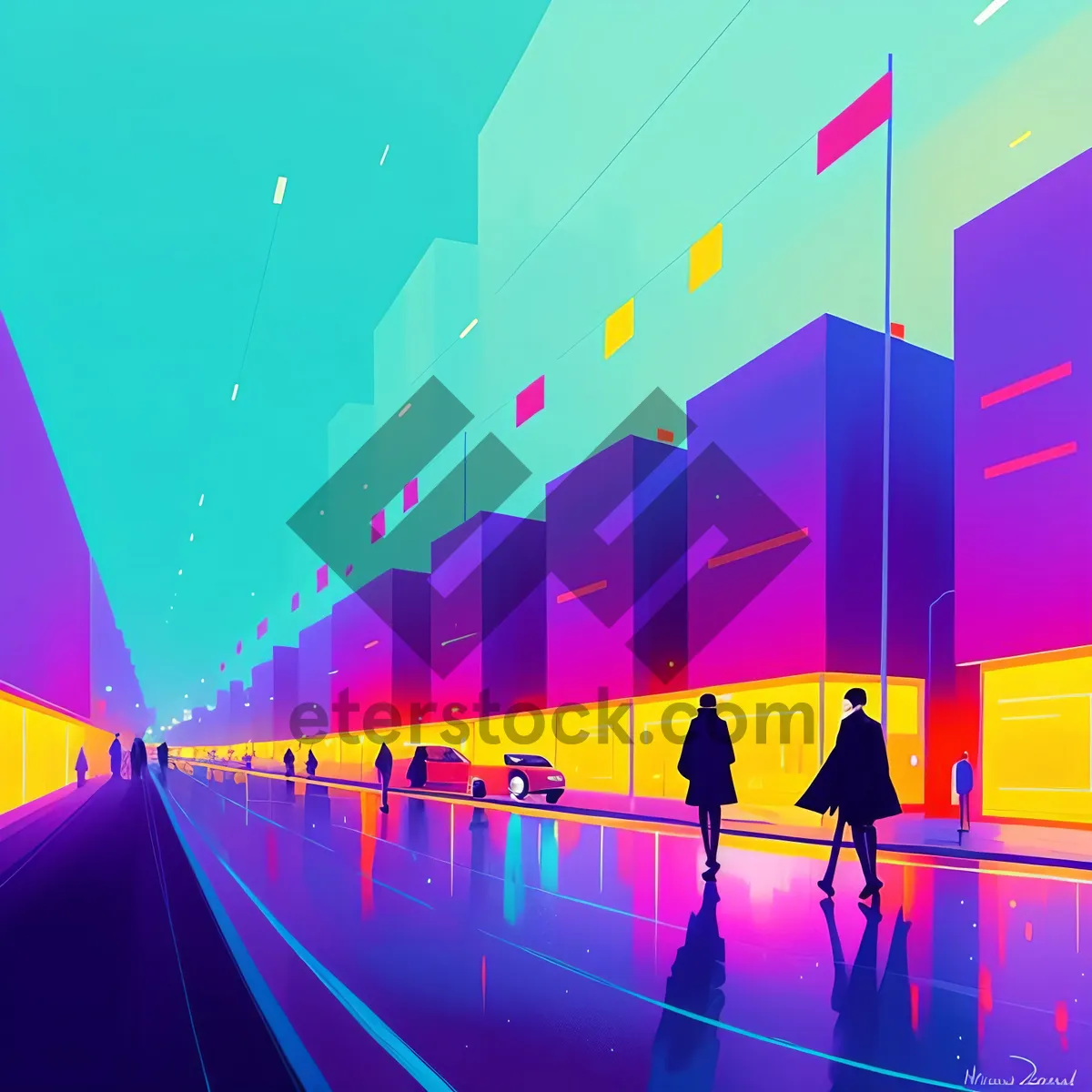 Picture of Vibrant Futuristic Digital Art Wallpaper