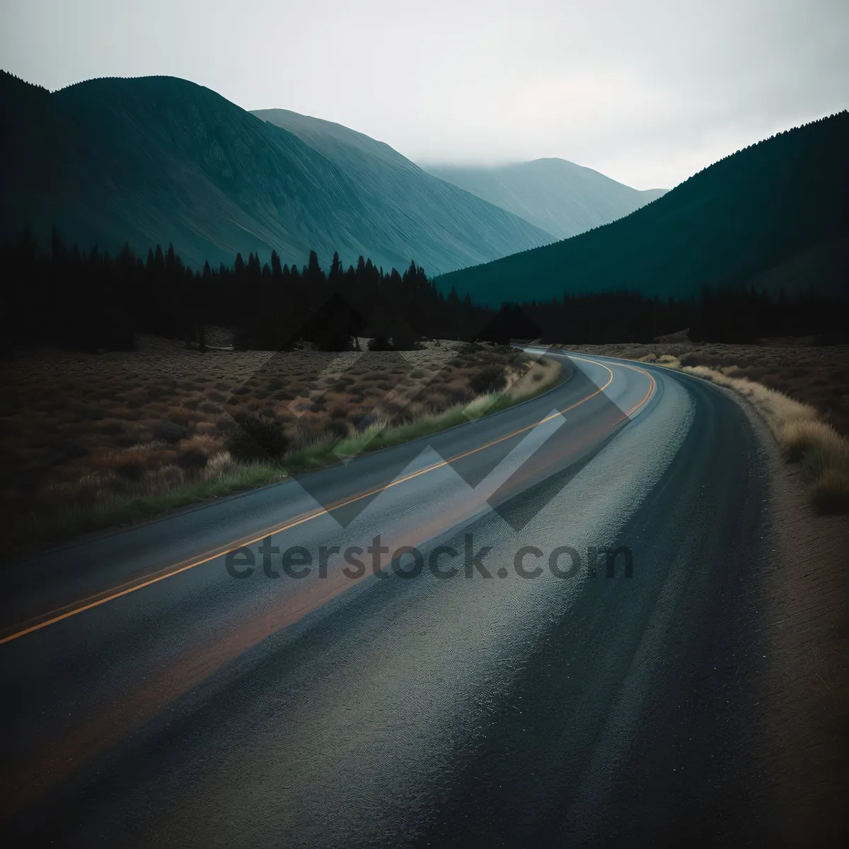 Picture of Majestic Mountain Highway in the Scenic Countryside