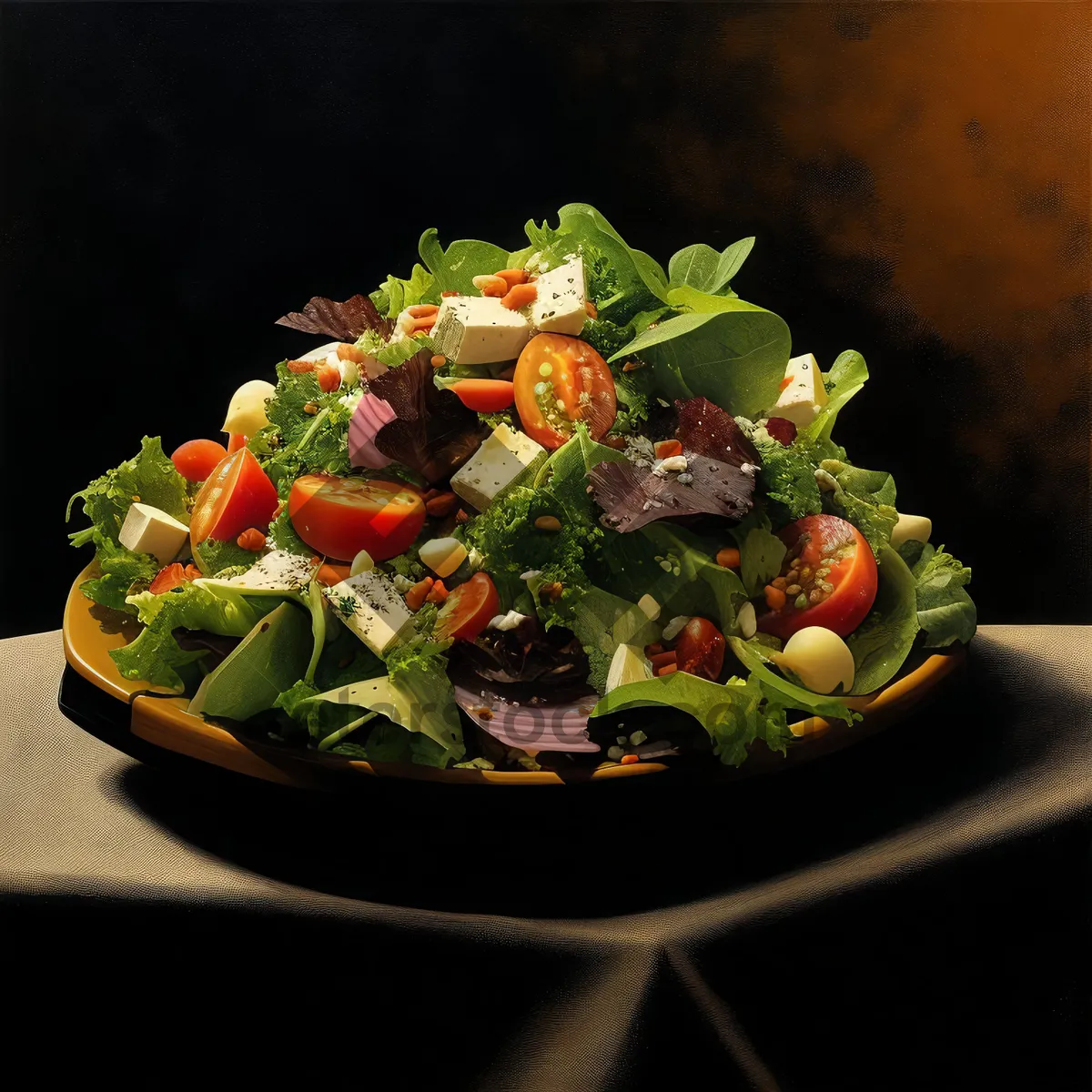 Picture of Delicious Gourmet Salad with Fresh Vegetables and Cheese