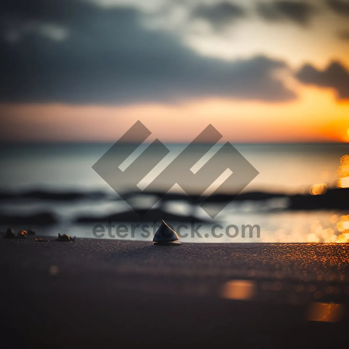 Picture of Captivating Sunset Over Tranquil Ocean Beach