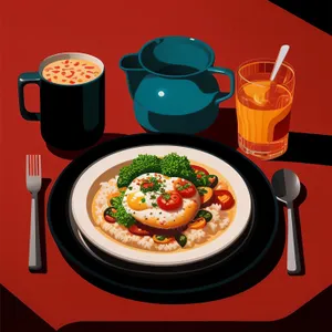 Healthy vegetable bowl with delicious meat and fresh vegetables.