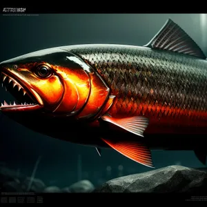 Underwater Coho Salmon Catch with Fishing Gear