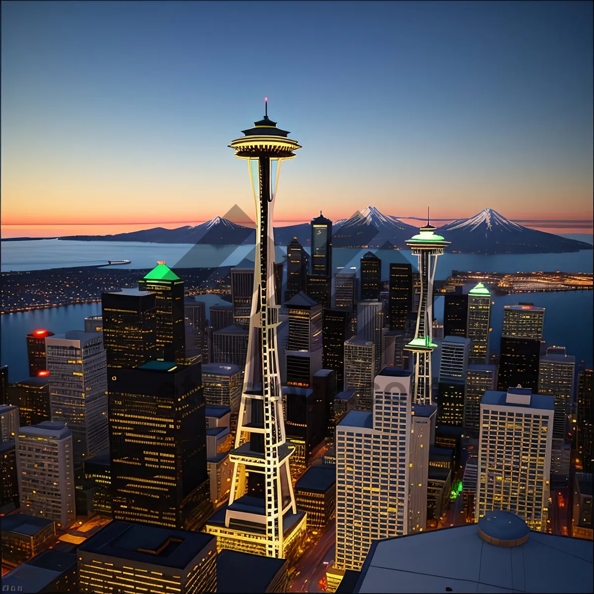 Picture of Urban Skyline with Iconic Skyscrapers and Electric Guitar