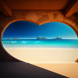 Serene Seascape: Sun-kissed Beach Horizon