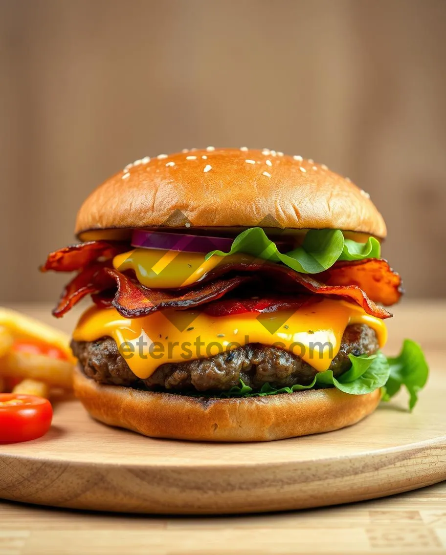 Picture of Grilled Cheeseburger with Lettuce and Tomato