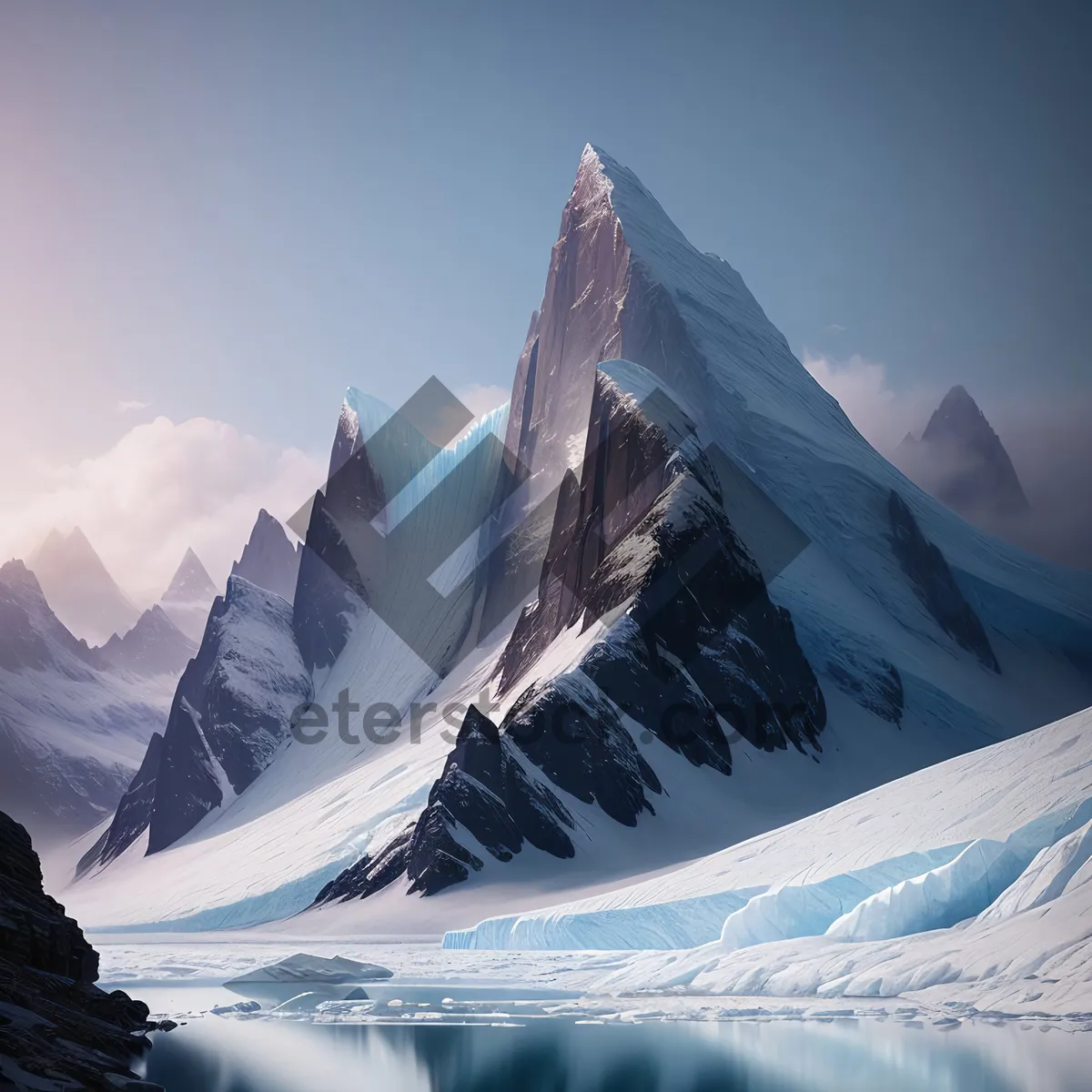 Picture of Snowy Alpine Peak in Majestic Mountain Landscape