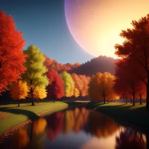 Vibrant Autumn Sunset over Scenic Countryside