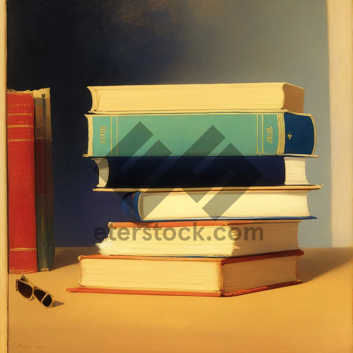 Picture of Stacked Books on Library Shelf