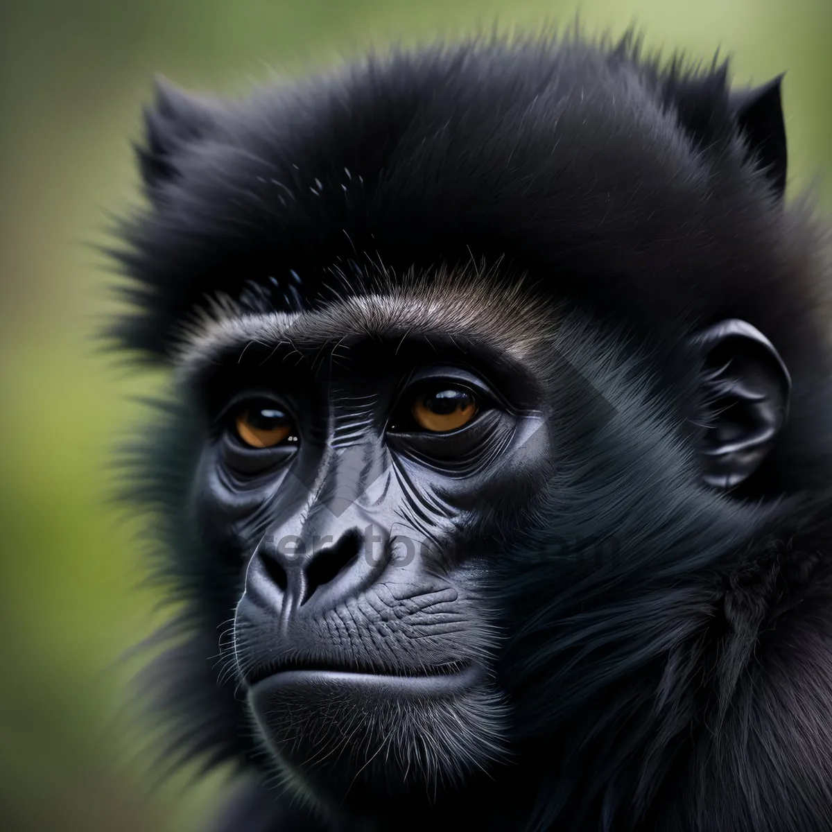 Picture of Endangered Black Gibbon Monkey in Natural Wildlife