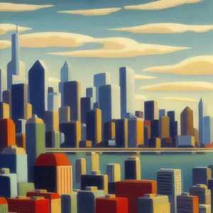 Urban Skyline: Silhouette of Men in 3D City Tower