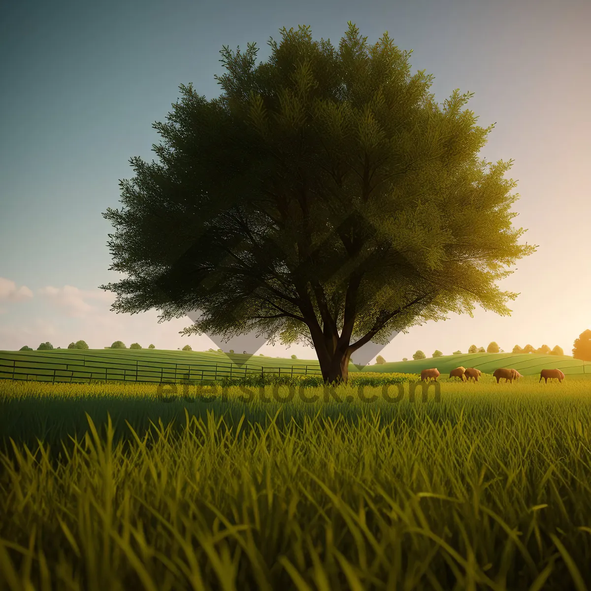 Picture of Rural Landscape with Fields and Trees