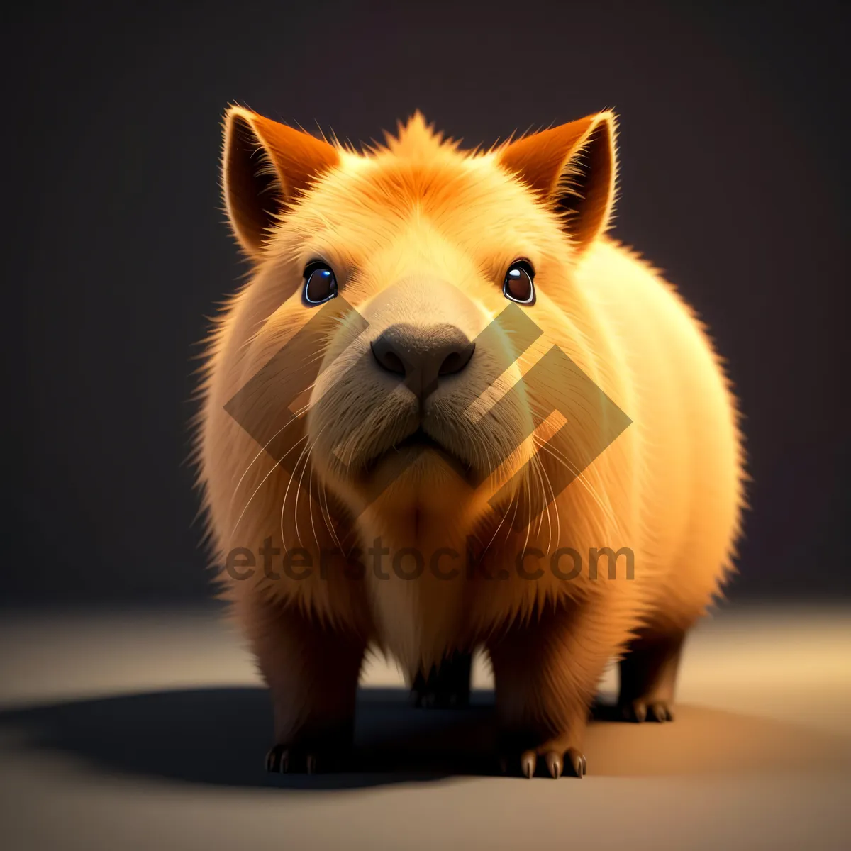 Picture of Adorable Brown Guinea Pig in Studio Portrait