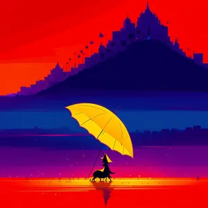 Rainy day shelter under summer sky