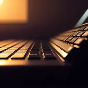 Modern laptop keyboard with black keys for data input