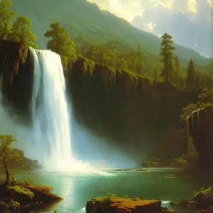 Serene Waterfall Cascade in Enchanting Forest