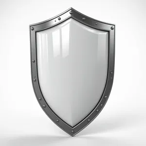 Shiny metal heraldic shield icon symbol