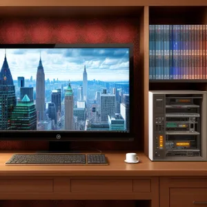 Modern desktop computer with flat screen monitor