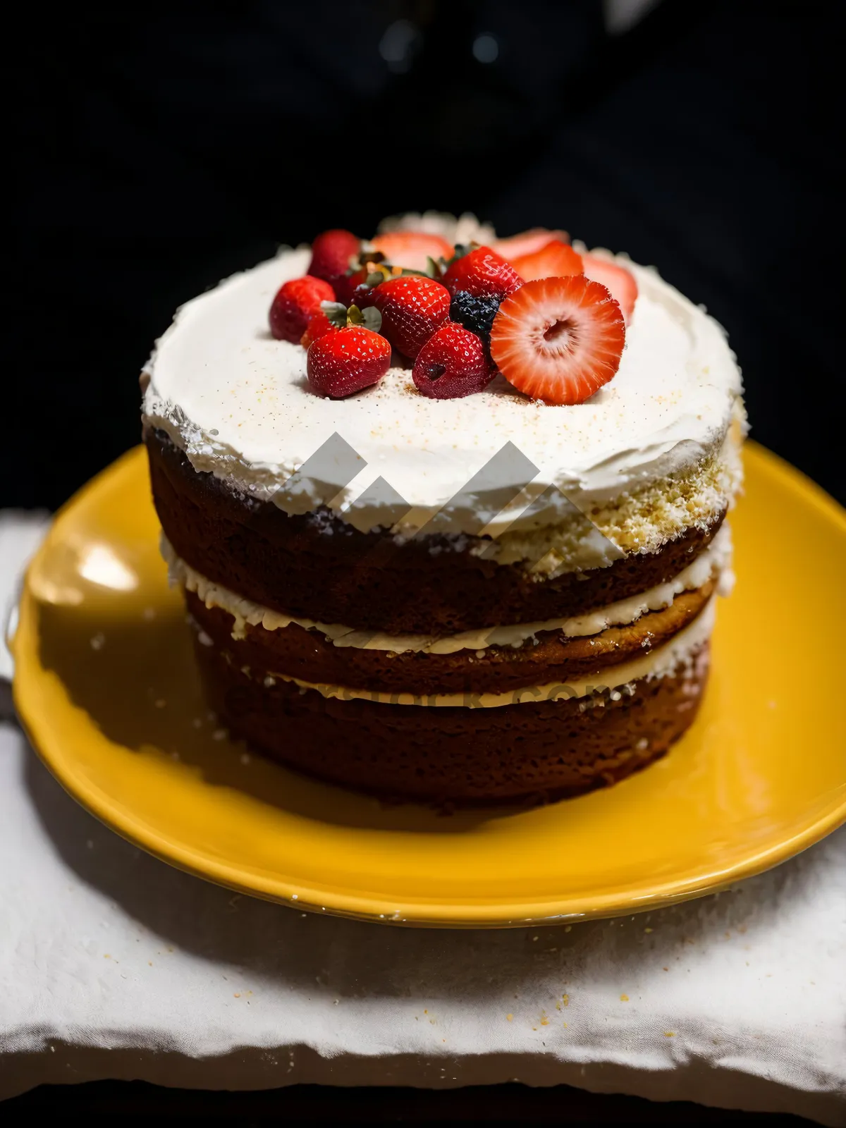 Picture of Delicious Berry Chocolate Cake with Fresh Mint