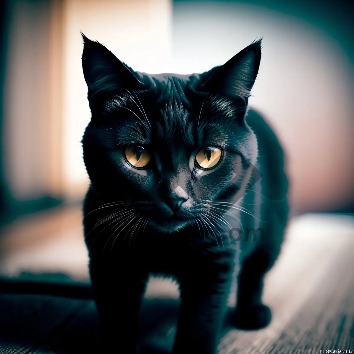 Picture of Furry Cutie: Playful Domestic Kitten with Adorable Whiskers